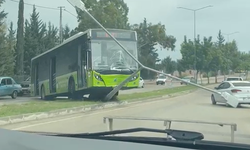 Sarıçam'da Belediye Otobüsü Refüje Çıktı