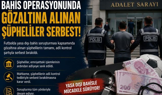 Bahis soruşturmasında yeni gelişme: Şüpheliler adli kontrolle serbest