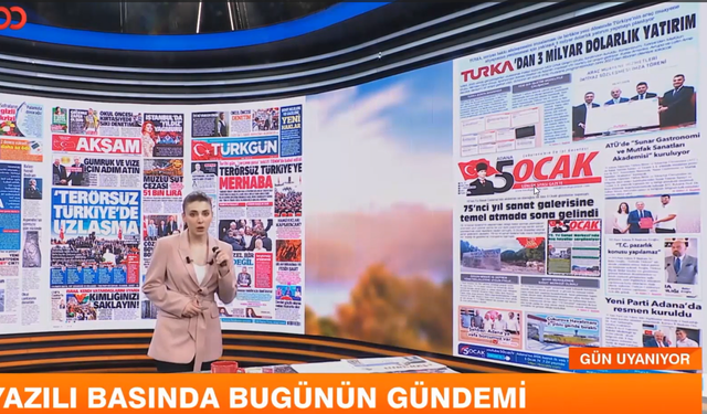 5 Ocak Gazetesi'nin Manşeti TV 100 Ekranında