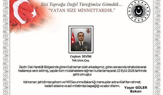 Zeytin Dalı Harekât Bölgesinden Acı Haber! Bir Askerimiz Şehit Oldu