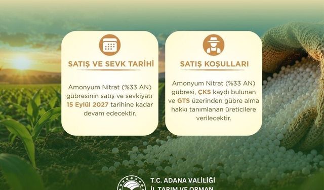Adana’da Çiftçileri İlgilendiren Gelişme: Gübre Satışında Süre Uzatıldı