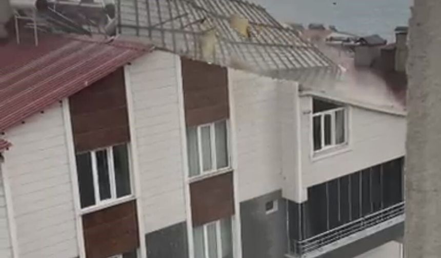 Ahlat'ta fırtına çatıları uçurdu