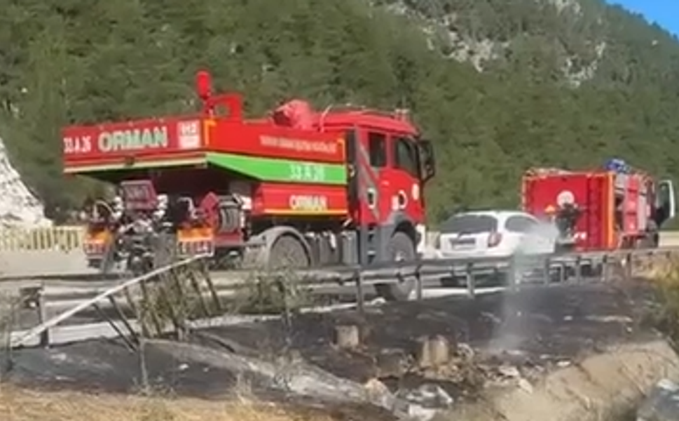 Pozantı Otoyolu'nda Korkutan Araç Yangını: Facianın Eşiğinden Dönüldü
